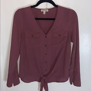 Button down tied blouse